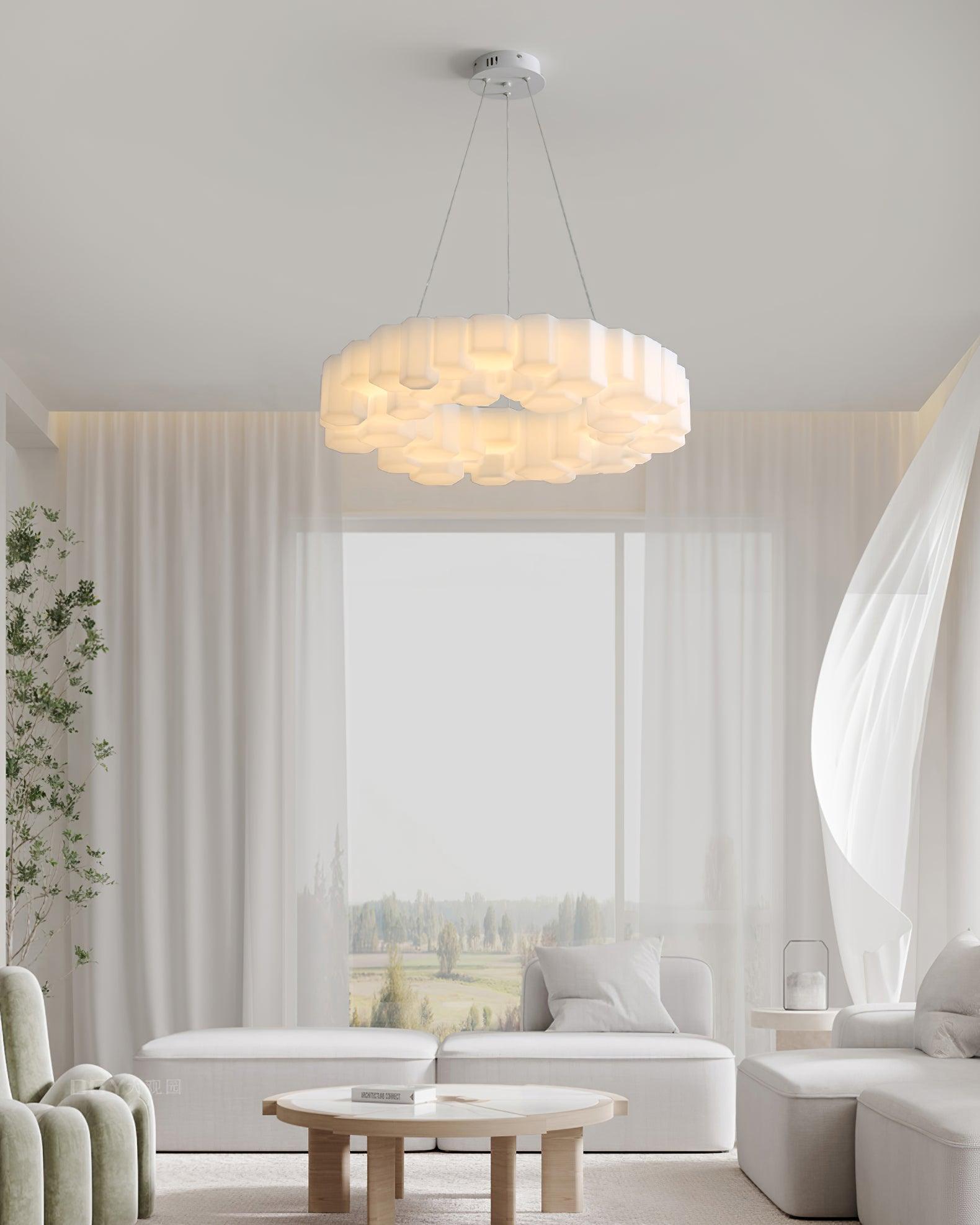 Modern White Honeycomb Geometric LED Ceiling Fixture for Contemporary Living Spaces