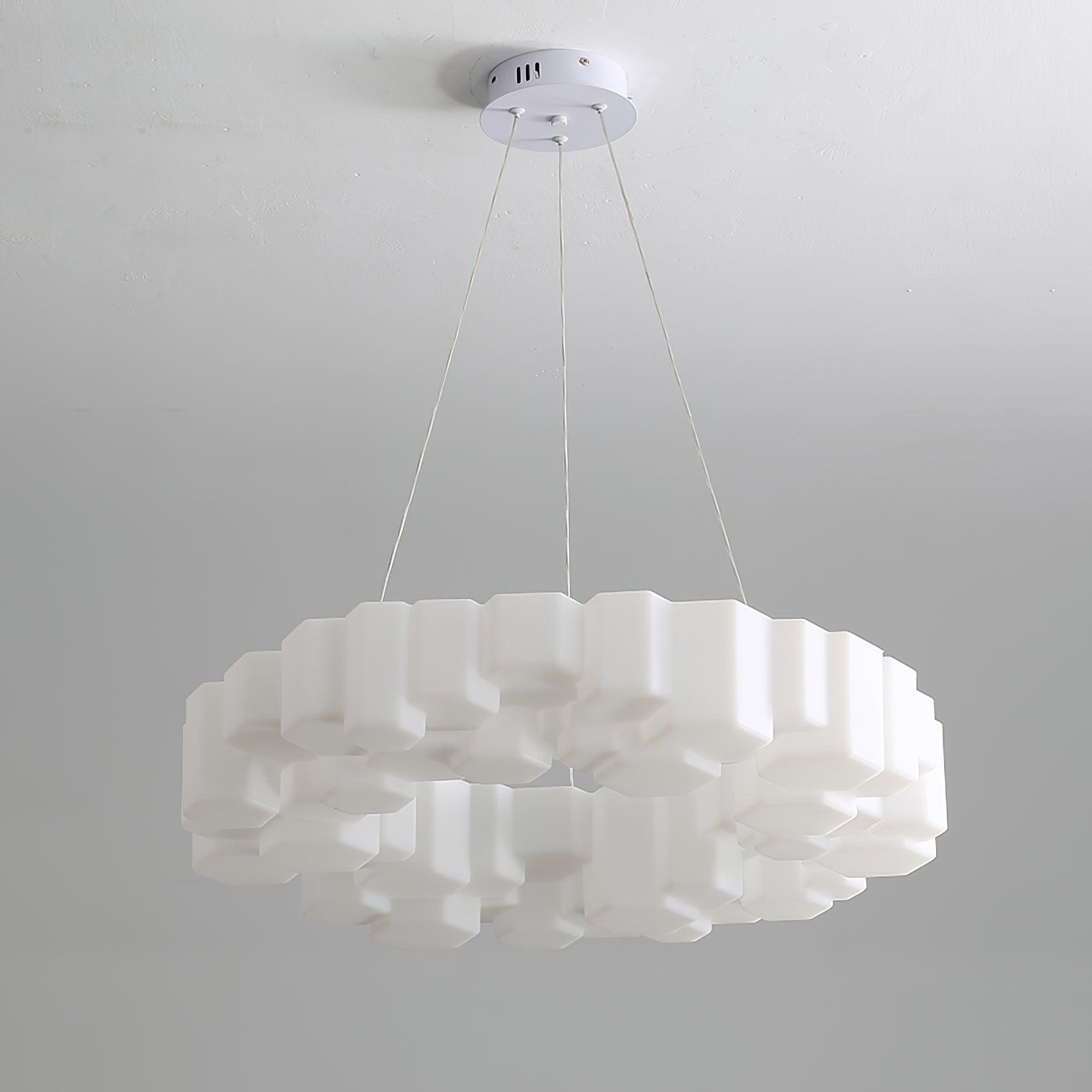 Modern White Honeycomb Geometric LED Ceiling Fixture for Contemporary Living Spaces