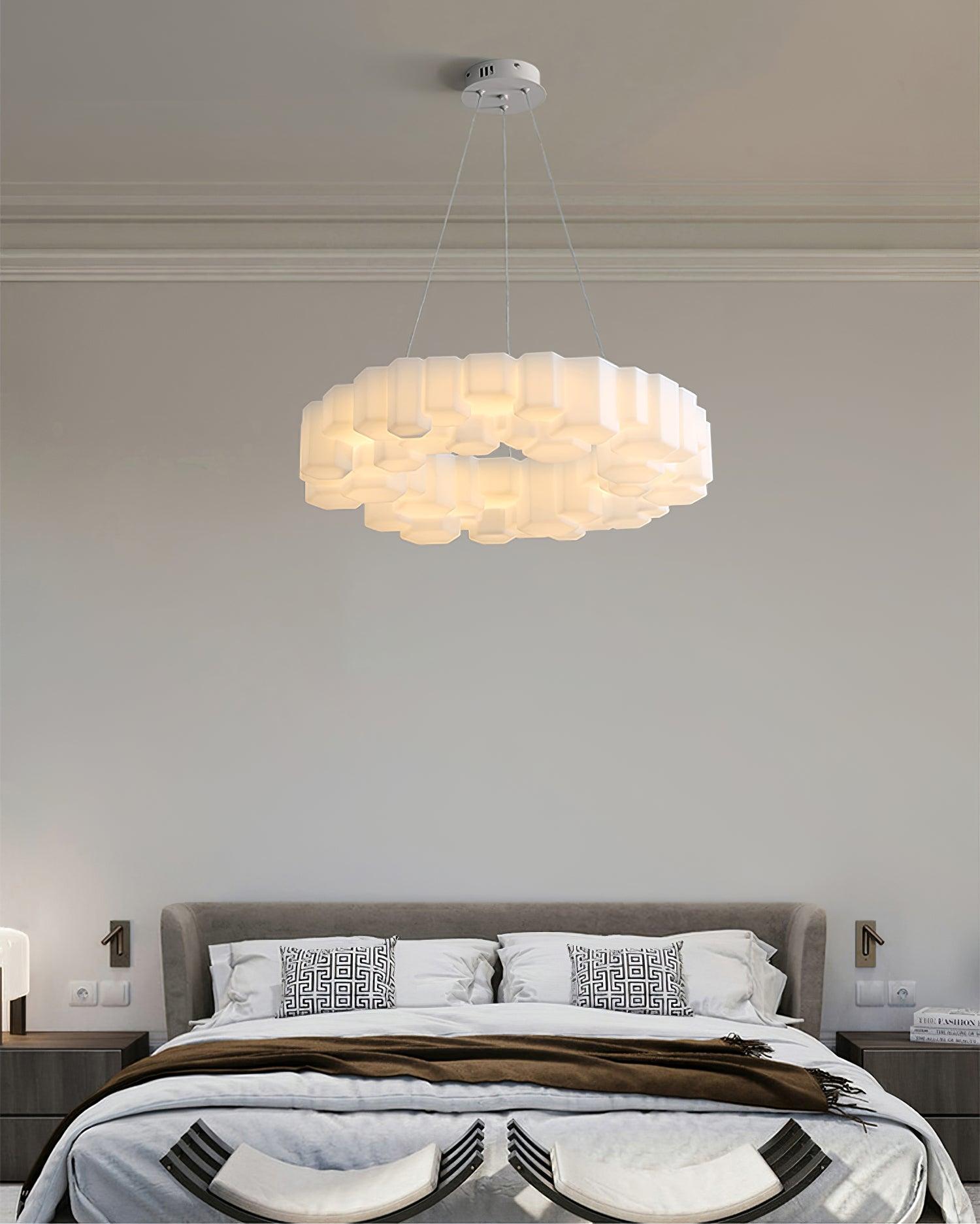Modern White Honeycomb Geometric LED Ceiling Fixture for Contemporary Living Spaces