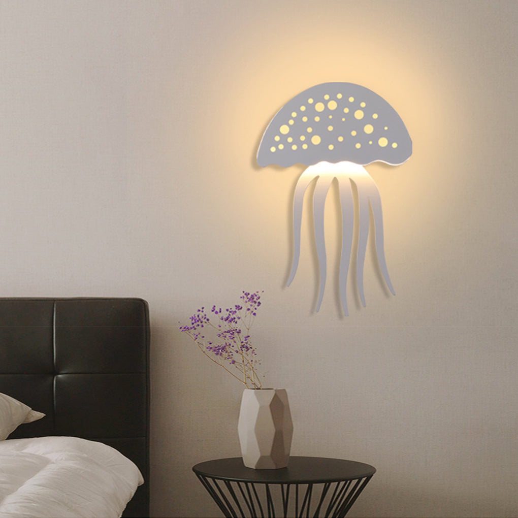 Modern White Jellyfish LED Wall Sconce Creative Kids Room Decorative Lighting