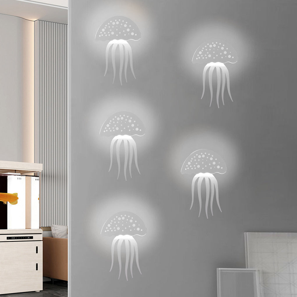 Modern White Jellyfish LED Wall Sconce Creative Kids Room Decorative Lighting
