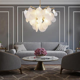 Modern White LED Chandelier for Living Room with 6 Lights Creative Circular Pendant Lamp