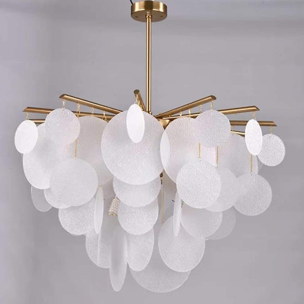 Modern White LED Chandelier for Living Room with 6 Lights Creative Circular Pendant Lamp