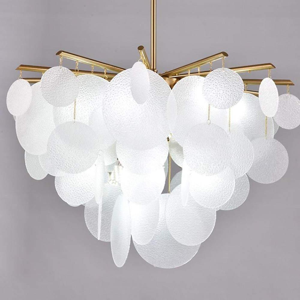 Modern White LED Chandelier for Living Room with 6 Lights Creative Circular Pendant Lamp