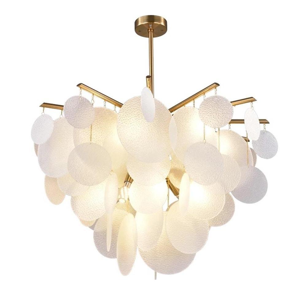 Modern White LED Chandelier for Living Room with 6 Lights Creative Circular Pendant Lamp