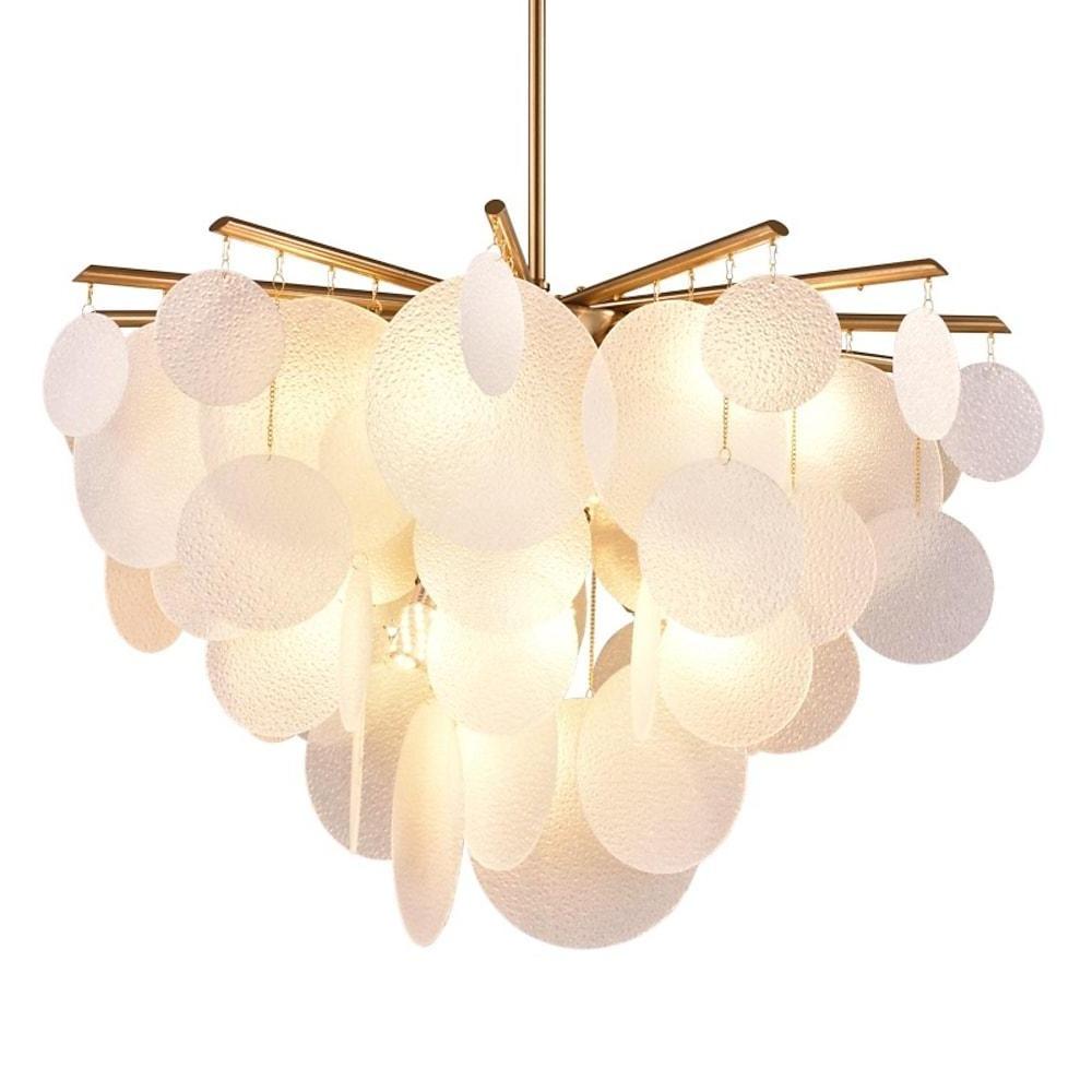 Modern White LED Chandelier for Living Room with 6 Lights Creative Circular Pendant Lamp