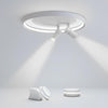 Modern White LED Flush Mount Ceiling Light with Adjustable Spotlights for Kitchen and Dining Room
