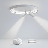 Modern White LED Flush Mount Ceiling Light with Adjustable Spotlights for Kitchen and Dining Room