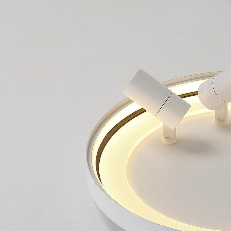 Modern White LED Flush Mount Ceiling Light with Adjustable Spotlights for Kitchen and Dining Room