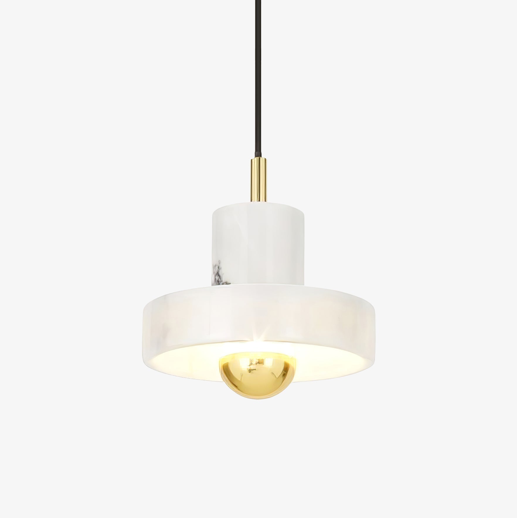 Modern White Marble Aura Hanging Lamp Natural Stone Pendant Light with Integrated LED