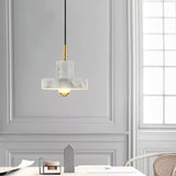 Modern White Marble Aura Hanging Lamp Natural Stone Pendant Light with Integrated LED