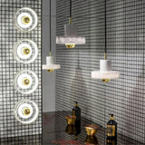 Modern White Marble Aura Hanging Lamp Natural Stone Pendant Light with Integrated LED