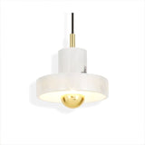 Modern White Marble Aura Hanging Lamp Natural Stone Pendant Light with Integrated LED