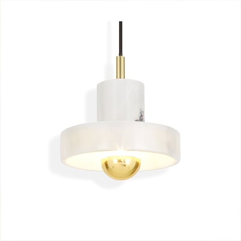 Modern White Marble Aura Hanging Lamp Natural Stone Pendant Light with Integrated LED
