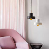 Modern White Marble Aura Hanging Lamp Natural Stone Pendant Light with Integrated LED