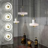 Modern White Marble Aura Hanging Lamp Natural Stone Pendant Light with Integrated LED