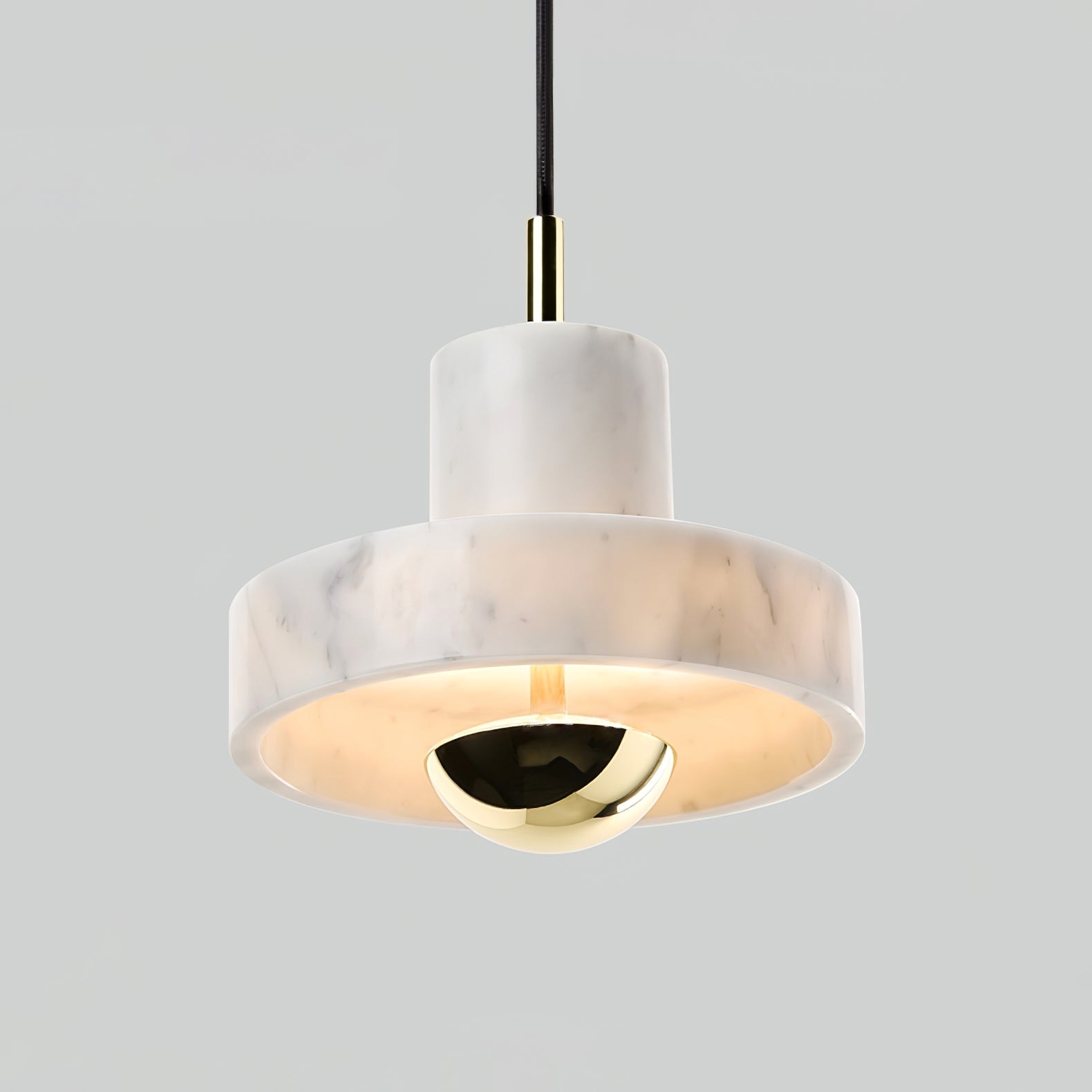 Modern White Marble Aura Hanging Lamp Natural Stone Pendant Light with Integrated LED