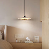 Modern White Marble Flying Saucer Pendant Light Integrated LED Hanging Ceiling Fixture