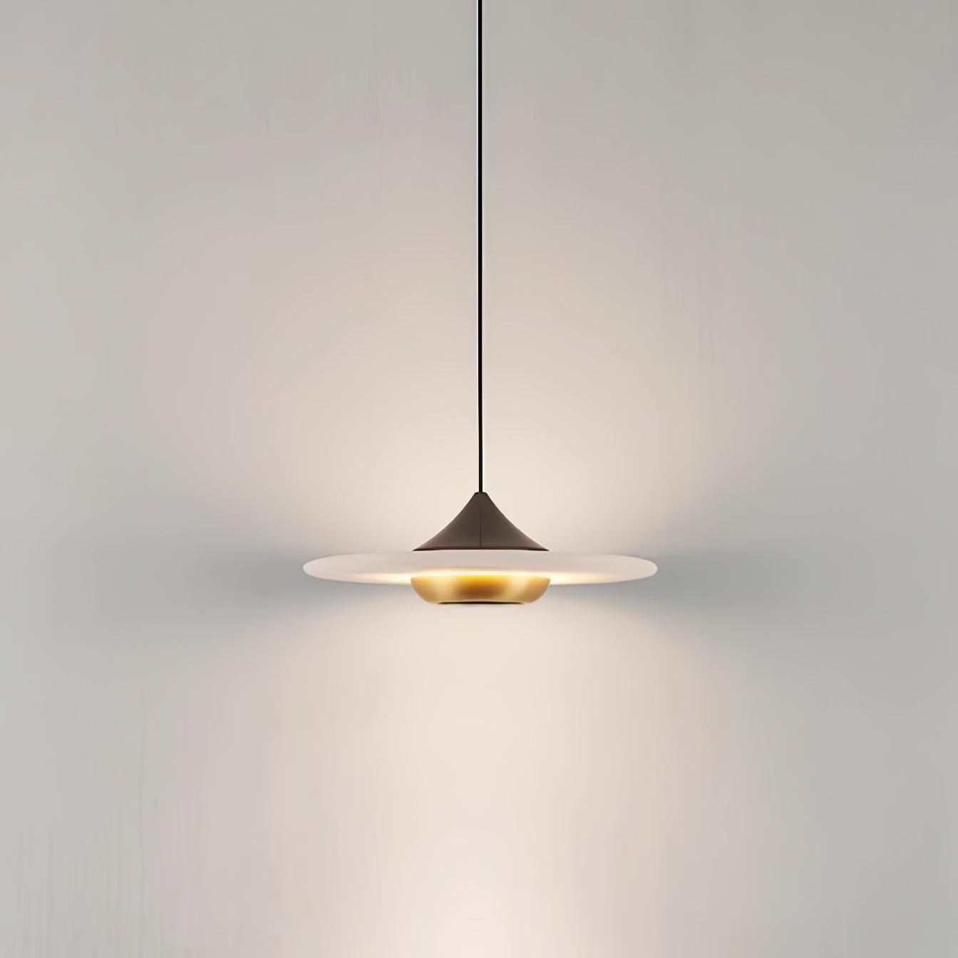 Modern White Marble Flying Saucer Pendant Light Integrated LED Hanging Ceiling Fixture