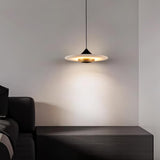 Modern White Marble Flying Saucer Pendant Light Integrated LED Hanging Ceiling Fixture