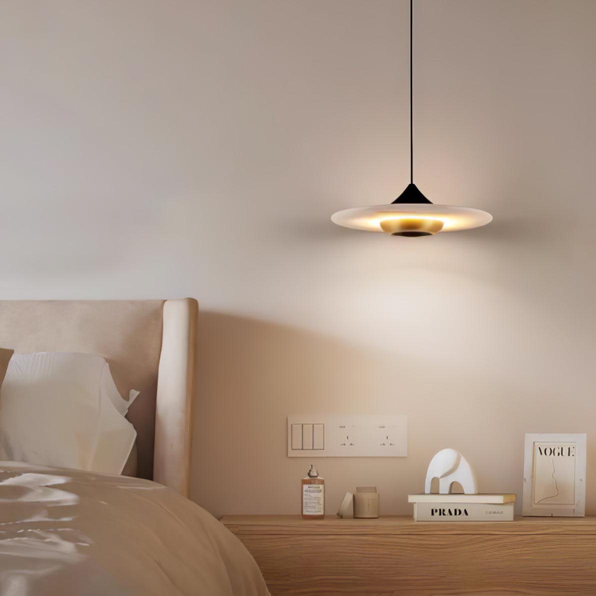 Modern White Marble Flying Saucer Pendant Light Integrated LED Hanging Ceiling Fixture