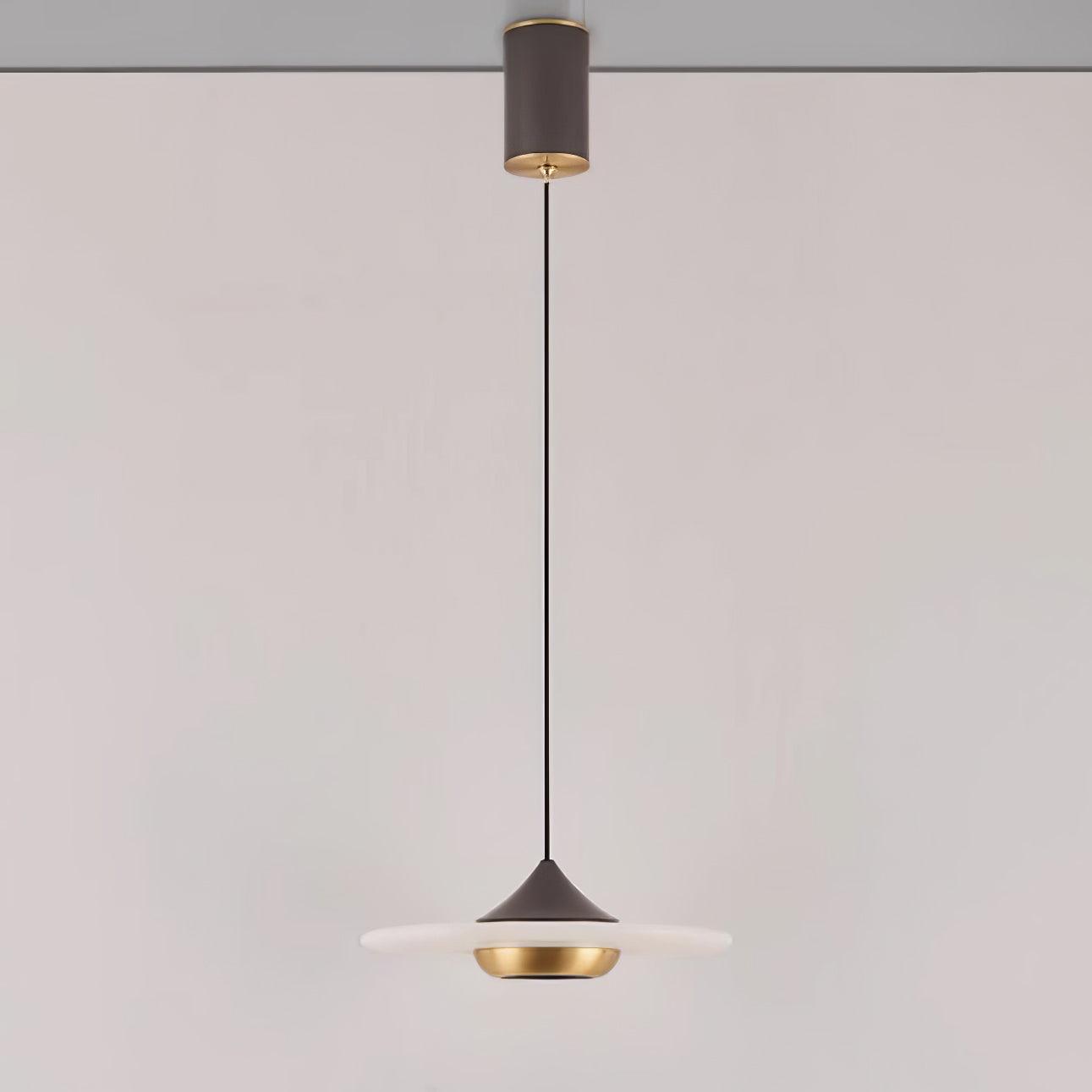 Modern White Marble Flying Saucer Pendant Light Integrated LED Hanging Ceiling Fixture