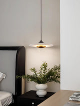 Modern White Marble Flying Saucer Pendant Light Integrated LED Hanging Ceiling Fixture