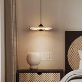 Modern White Marble Flying Saucer Pendant Light Integrated LED Hanging Ceiling Fixture