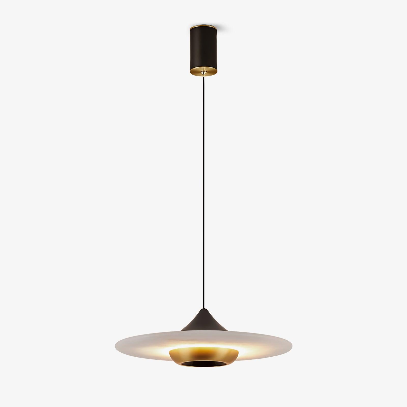 Modern White Marble Flying Saucer Pendant Light Integrated LED Hanging Ceiling Fixture