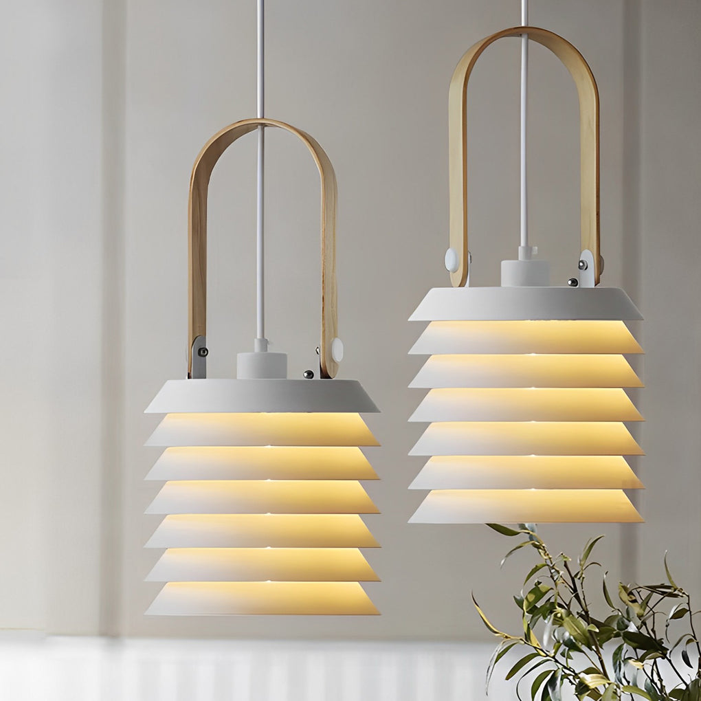 Modern White Multi Layer Drum Shade Pendant Light for Dining Room and Bedroom