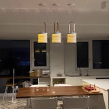 Modern White Multi Layer Drum Shade Pendant Light for Dining Room and Bedroom