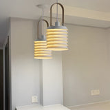 Modern White Multi Layer Drum Shade Pendant Light for Dining Room and Bedroom