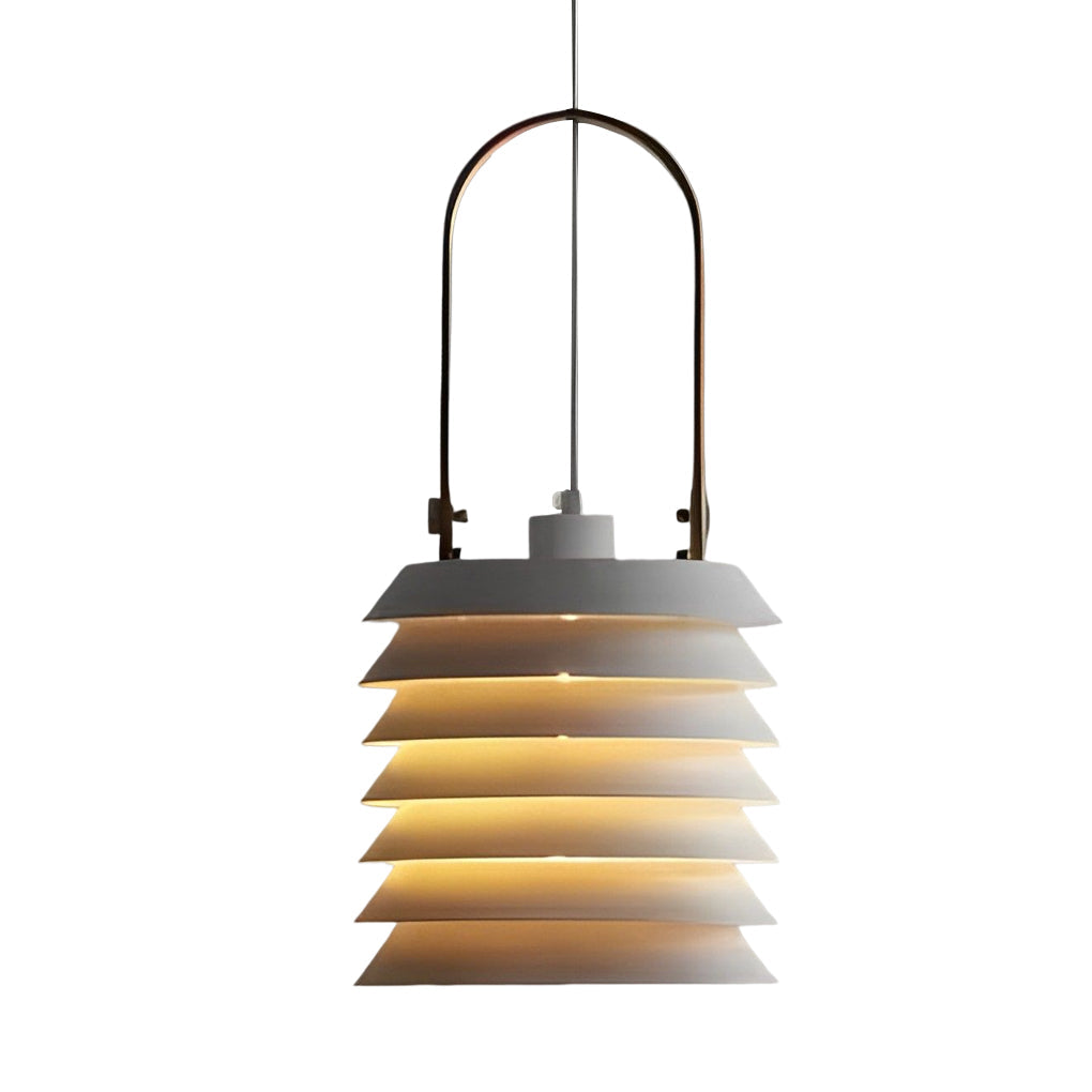 Modern White Multi Layer Drum Shade Pendant Light for Dining Room and Bedroom