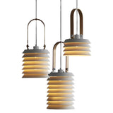 Modern White Multi Layer Drum Shade Pendant Light for Dining Room and Bedroom