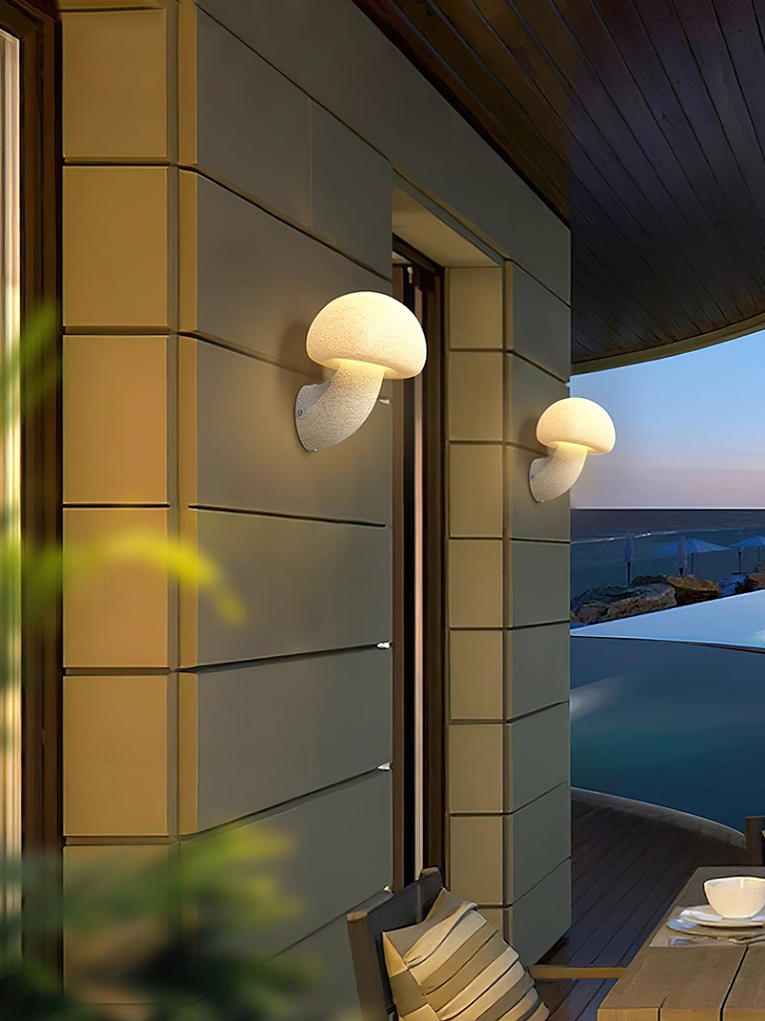 Modern White Mushroom Resin Wall Sconce Organic Design Interior Light