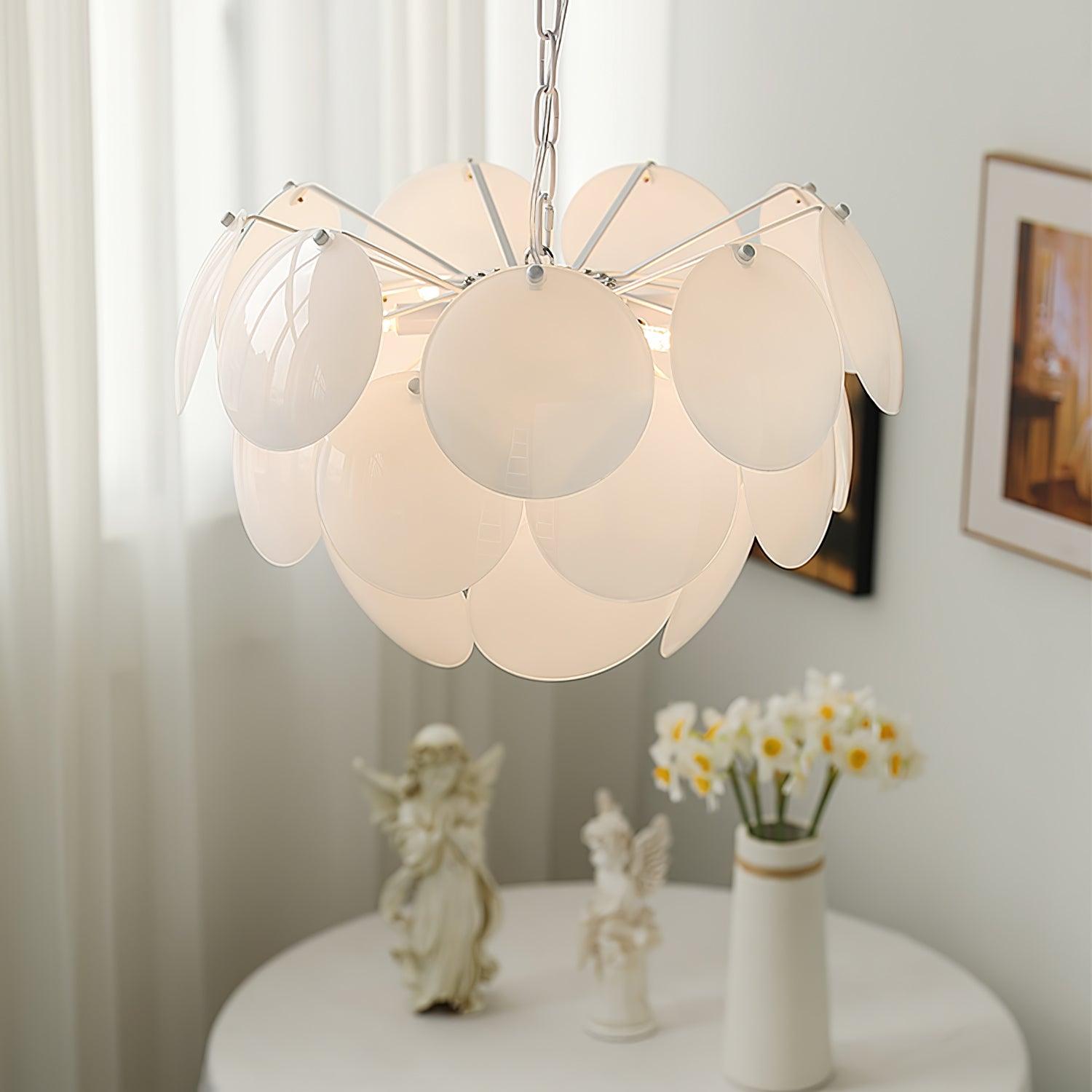 Modern White Petal Glass Pendant Chandelier for Elegant Dining and Living Room Lighting