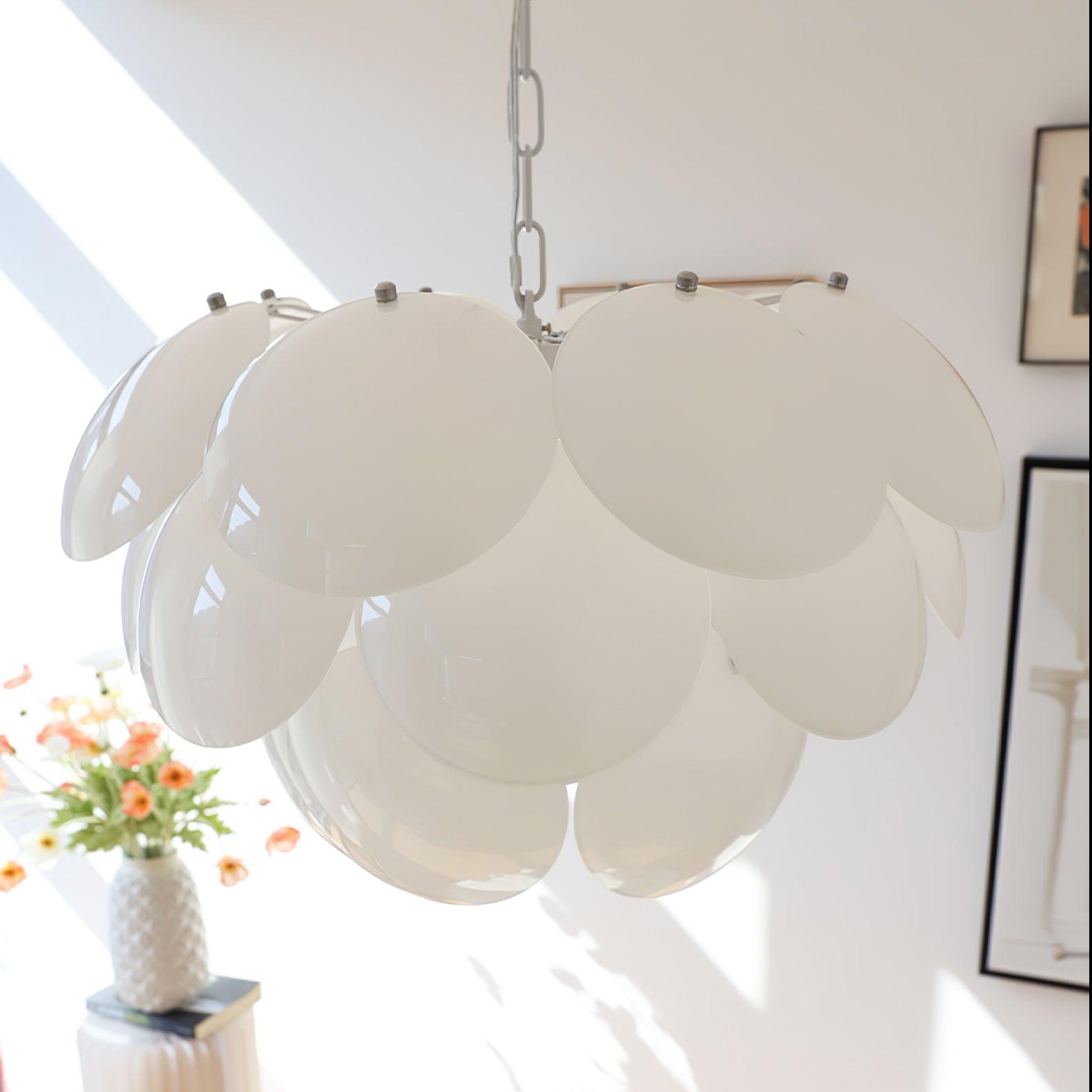 Modern White Petal Glass Pendant Chandelier for Elegant Dining and Living Room Lighting