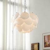 Modern White Petal Glass Pendant Chandelier for Elegant Dining and Living Room Lighting