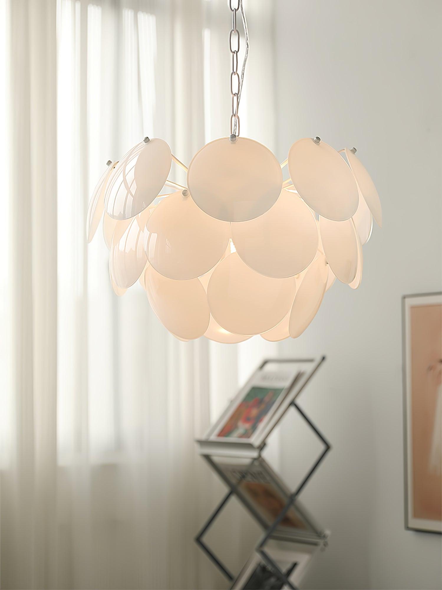 Modern White Petal Glass Pendant Chandelier for Elegant Dining and Living Room Lighting