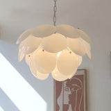 Modern White Petal Glass Pendant Chandelier for Elegant Dining and Living Room Lighting