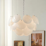 Modern White Petal Glass Pendant Chandelier for Elegant Dining and Living Room Lighting