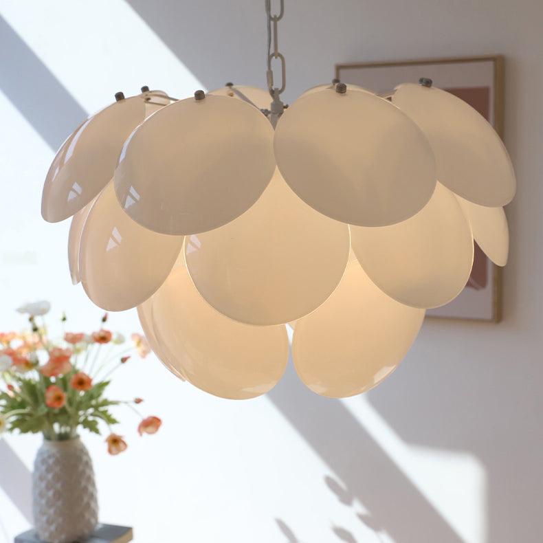 Modern White Petal Glass Pendant Chandelier for Elegant Dining and Living Room Lighting