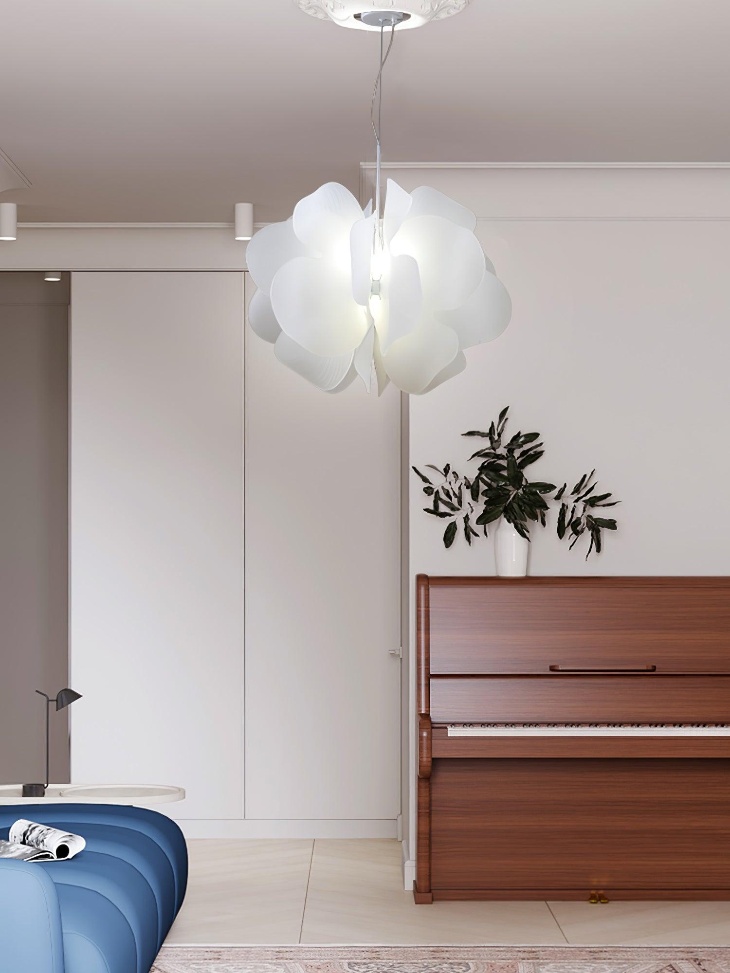 Modern White Petal Pendant Light Organic Shape Hanging Ceiling Lamp for Living Room