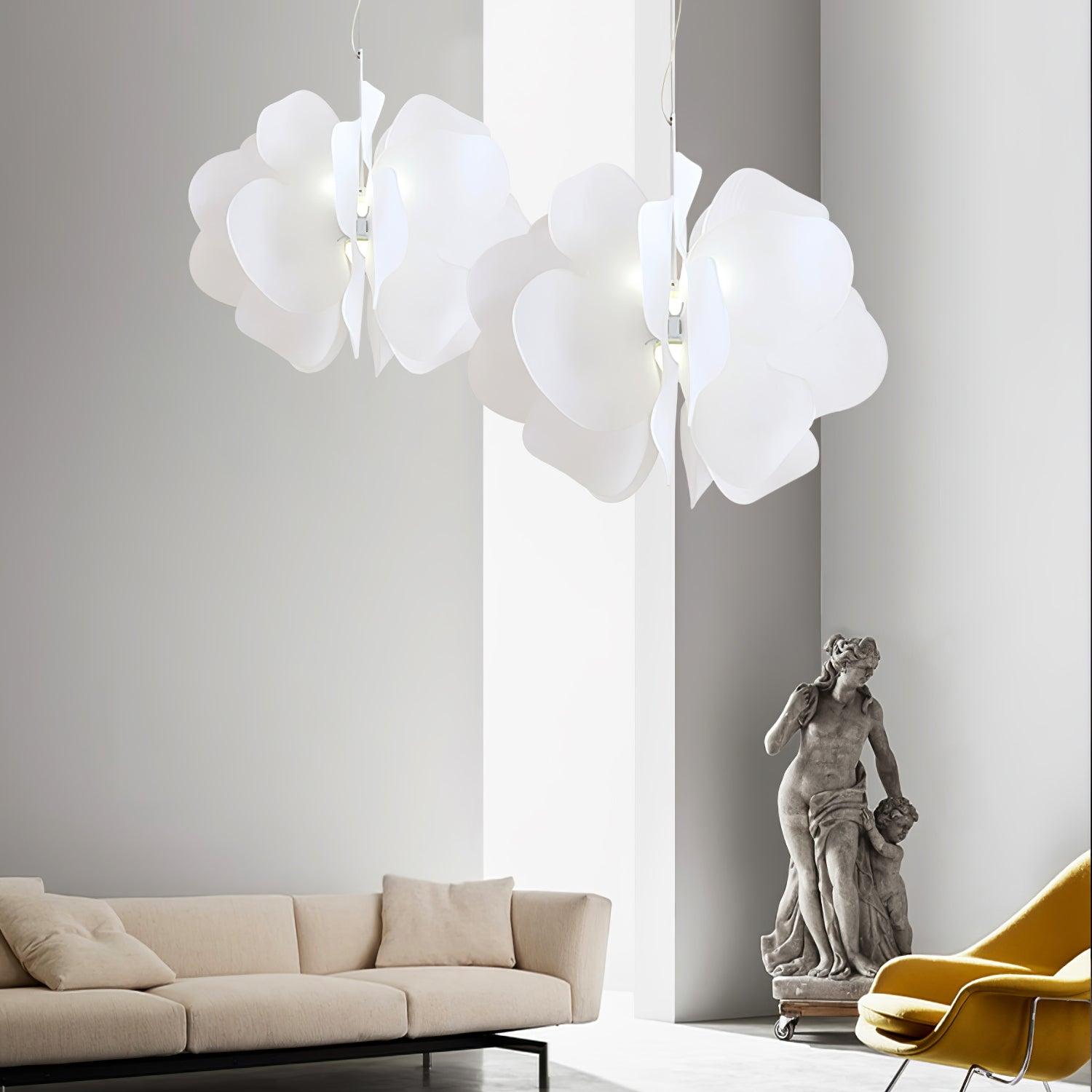 Modern White Petal Pendant Light Organic Shape Hanging Ceiling Lamp for Living Room