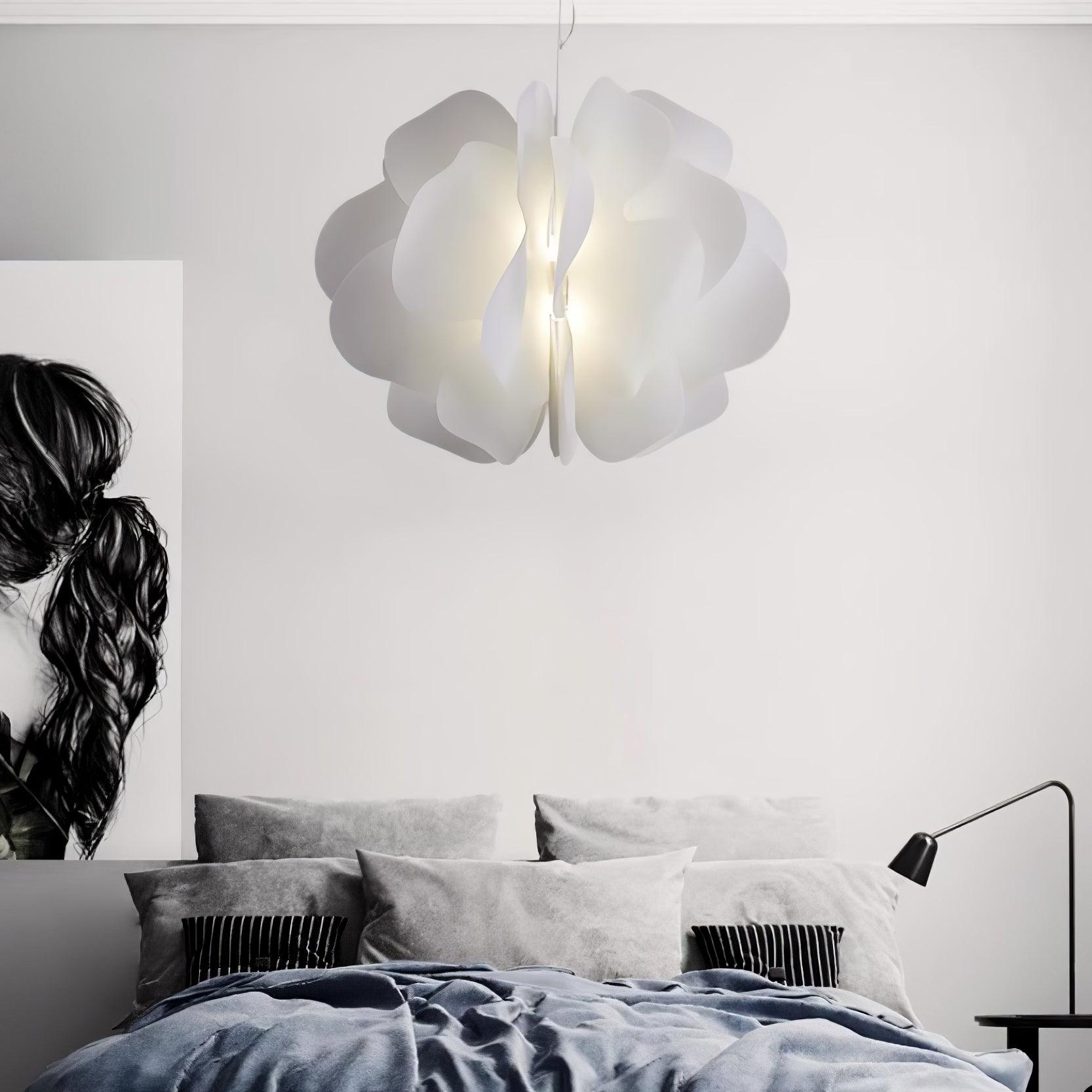 Modern White Petal Pendant Light Organic Shape Hanging Ceiling Lamp for Living Room