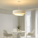 Modern White Pleated Fabric Drum Chandelier Creative Nordic Hanging Pendant Lamp