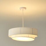 Modern White Pleated Fabric Drum Chandelier Creative Nordic Hanging Pendant Lamp