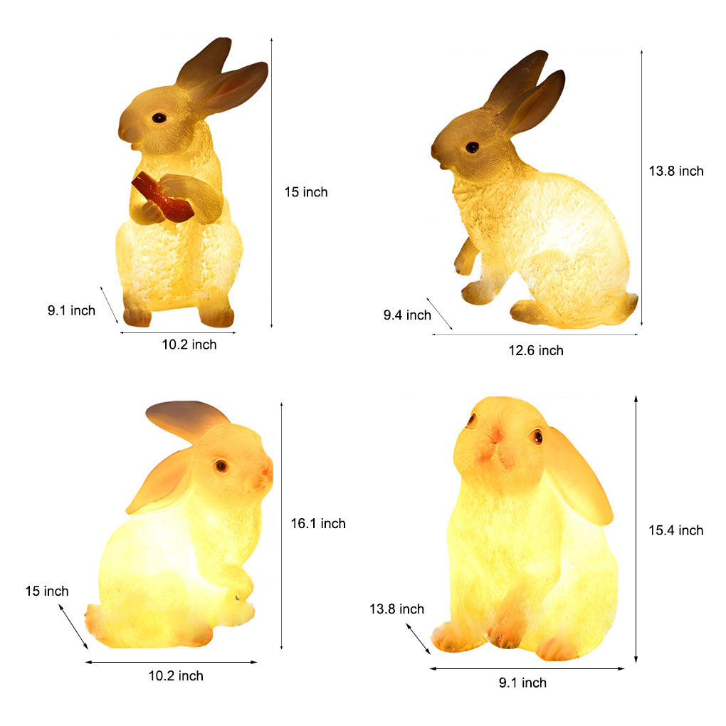 Modern White Rabbit Outdoor Garden Light Waterproof Resin Decorative Lawn Sculpture