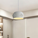 Modern White Resin LED Pendant Light Hand Carved Ceiling Hanging Lamp with Crystals