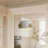 Modern White Resin LED Pendant Light Hand Carved Ceiling Hanging Lamp with Crystals